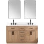 Altair Gavino 60" Free Standing Double Basin Vanity Set with Cabinet, Stone Composite Vanity Top, and Framed Mirror Light Brown