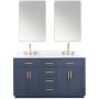 Altair Gavino 60" Free Standing Double Basin Vanity Set with Cabinet, Stone Composite Vanity Top, and Framed Mirror Royal Blue