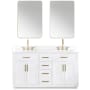 Altair Gavino 60" Free Standing Double Basin Vanity Set with Cabinet, Stone Composite Vanity Top, and Framed Mirror White