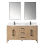 Altair Laurel 60" Free Standing Double Basin Vanity Set with Cabinet, Quartz Vanity Top, and Framed Mirror Weathered Fir
