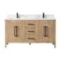 Altair Laurel 60" Free Standing Double Basin Vanity Set with Cabinet and Quartz Vanity Top Weathered Fir