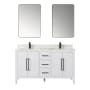 Altair Laurel 60" Free Standing Double Basin Vanity Set with Cabinet, Quartz Vanity Top, and Framed Mirror White