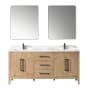 Altair Laurel 72" Free Standing Double Basin Vanity Set with Cabinet, Quartz Vanity Top, and Framed Mirror Weathered Fir