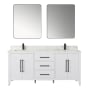 Altair Laurel 72" Free Standing Double Basin Vanity Set with Cabinet, Quartz Vanity Top, and Framed Mirror White