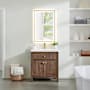 Altair Cerrito 30" Free Standing Single Basin Vanity Set with Cabinet, Engineered Stone Vanity Top, and Framed Mirror Brown Brushed Oak