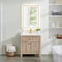 Altair Cerrito 30" Free Standing Single Basin Vanity Set with Cabinet, Engineered Stone Vanity Top, and Framed Mirror Natural Oak