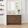 Altair Cerrito 48" Free Standing Single Basin Vanity Set with Cabinet, Engineered Stone Vanity Top, and Framed Mirror Brown Oak