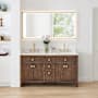 Altair Cerrito 60" Free Standing Double Basin Vanity Set with Cabinet, Engineered Stone Vanity Top, and Framed Mirror Brown Oak