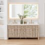 Altair Cerrito 72" Free Standing Double Basin Vanity Set with Cabinet, Engineered Stone Vanity Top, and Framed Mirror Nature Oak