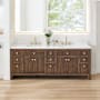 Altair Cerrito 84" Free Standing Double Basin Vanity Set with Cabinet and Engineered Stone Vanity Top Brown Oak