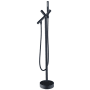 Altair Brulon Floor Mounted Tub Filler with Built-In Diverter - Includes Hand Shower Matte Black