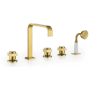Altair Vikran Deck Mounted Roman Tub Filler with Diverter - Includes Hand Shower Brushed Gold