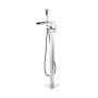 Altair Camino Floor Mounted Tub Filler with Built-In Diverter - Includes Hand Shower Polished Chrome