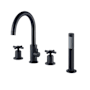 Altair Sundale Deck Mounted Roman Tub Filler with Built-In Diverter - Includes Hand Shower Matte Black