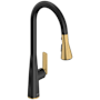 American Standard Aspirations 1.8 GPM Single Hole Pull Down Kitchen Faucet Matte Black / Brush Cool Sunrise