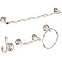 American Standard Delancey 4 Piece Bathroom Package with 24" Towel Bar, Robe Hook, Towel Ring, and Toilet Paper Holder Polished Nickel