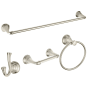 American Standard Delancey 4 Piece Bathroom Package with 24" Towel Bar, Robe Hook, Towel Ring, and Toilet Paper Holder Brushed Nickel