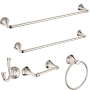 American Standard Delancey 5 Piece Bathroom Package with 24" Towel Bar, 18" Towel Bar, Robe Hook, Towel Ring, and Toilet Paper Holder Polished Nickel
