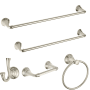 American Standard Delancey 5 Piece Bathroom Package with 24" Towel Bar, 18" Towel Bar, Robe Hook, Towel Ring, and Toilet Paper Holder Brushed Nickel