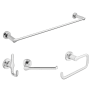 American Standard Studio S 4 Piece Bathroom Package with 24" Towel Bar, Robe Hook, Towel Ring, and Toilet Paper Holder Polished Chrome