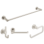 American Standard Studio S 4 Piece Bathroom Package with 24" Towel Bar, Robe Hook, Towel Ring, and Toilet Paper Holder Brushed Nickel
