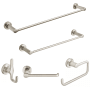 American Standard Studio S 5 Piece Bathroom Package with 24" Towel Bar, 18" Towel Bar, Robe Hook, Towel Ring, and Toilet Paper Holder Brushed Nickel