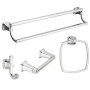 American Standard Townsend 4 Piece Bathroom Package with 24" Double Towel Bar, Robe Hook, Towel Ring, and Toilet Paper Holder Polished Chrome