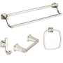 American Standard Townsend 4 Piece Bathroom Package with 24" Double Towel Bar, Robe Hook, Towel Ring, and Toilet Paper Holder Polished Nickel
