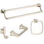 American Standard Townsend 4 Piece Bathroom Package with 24" Double Towel Bar, Robe Hook, Towel Ring, and Toilet Paper Holder Brushed Nickel