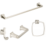 American Standard Townsend 4 Piece Bathroom Package with 24" Towel Bar, Robe Hook, Towel Ring, and Toilet Paper Holder Polished Nickel