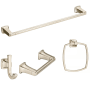 American Standard Townsend 4 Piece Bathroom Package with 24" Towel Bar, Robe Hook, Towel Ring, and Toilet Paper Holder Brushed Nickel