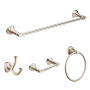 American Standard Estate 4 Piece Bathroom Package with 24" Towel Bar, Robe Hook, Towel Ring, and Toilet Paper Holder Brushed Nickel