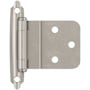Amerock Functional Hardware Variable Overlay Surface Mount Cabinet Door Hinge with 105 Degree Opening Angle and Self Close Function - Pack of 10 Satin Nickel
