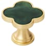 Amerock Accents 1-1/4 Inch Designer Cabinet Knob - Pack of 2 Gold / Emerald Green