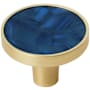 Amerock Accents 1-1/4 Inch Round Cabinet Knob - Pack of 2 Gold / Navy Blue