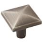 Amerock Extensity 1-1/8 Inch Square Cabinet Knob Antique Silver