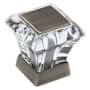 Amerock Abernathy 1-1/16 Inch Square Cabinet Knob Acrylic/Antique Silver