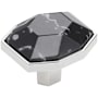 Amerock Carrione 1-3/8 Inch Geometric Cabinet Knob Marble Black / Polished Chrome