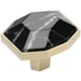 Amerock Carrione 1-3/8 Inch Geometric Cabinet Knob Marble Black / Golden Champagne