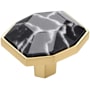Amerock Carrione 1-3/8 Inch Geometric Cabinet Knob Marble Black / Champagne Bronze