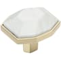 Amerock Carrione 1-3/8 Inch Geometric Cabinet Knob Marble White / Golden Champagne