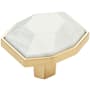Amerock Carrione 1-3/8 Inch Geometric Cabinet Knob Marble White / Champagne Bronze