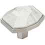 Amerock Carrione 1-3/8 Inch Geometric Cabinet Knob Marble White / Satin Nickel