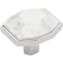 Amerock Carrione 1-3/8 Inch Geometric Cabinet Knob Marble White / Polished Nickel