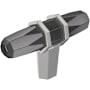 Amerock London 9/16 Inch Bar Cabinet Knob Black Chrome / Polished Chrome