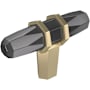 Amerock London 9/16 Inch Bar Cabinet Knob Black Chrome / Golden Champagne