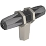 Amerock London 9/16 Inch Bar Cabinet Knob Black Chrome / Satin Nickel