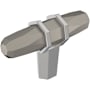 Amerock London 9/16 Inch Bar Cabinet Knob Satin Nickel / Polished Chrome