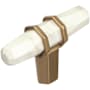Amerock London 9/16 Inch Bar Cabinet Knob Marble White / Golden Champagne
