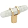 Amerock London 9/16 Inch Bar Cabinet Knob Marble White / Champagne Bronze